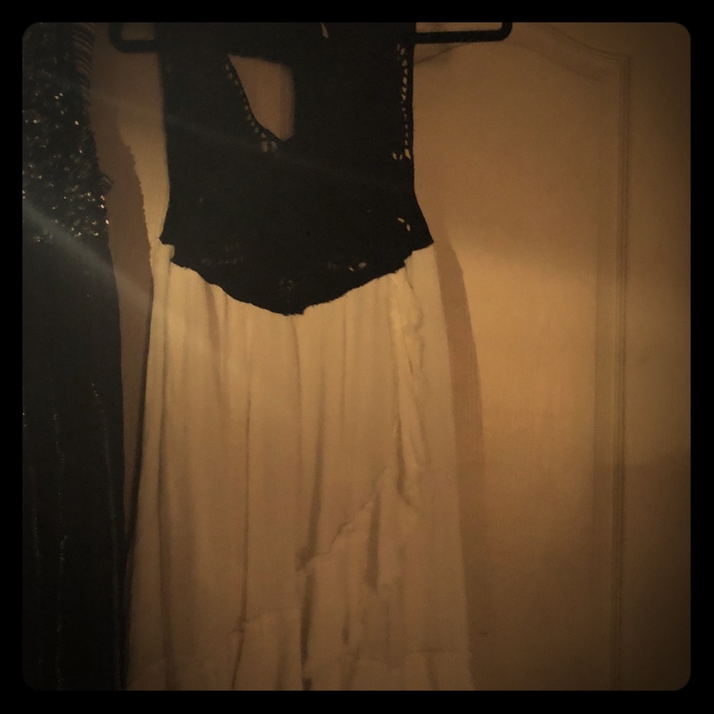 Free People Black Crochet and white Dress